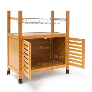 Modern <b>Oak</b> Mobile Kitchen Shelf with Cabinet-50x35x80cm - Product Image 3