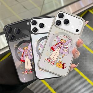 Custodia Magnetica per iPhone 11-17 Pro Max in TPU Morbido con Design Floreale Bianco, Unisex - Product Image 1