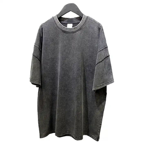 Camiseta de lavado ácido de alta calidad OEM 2025, ropa de calle lisa, camisetas Vintage de secado rápido, venta al por mayor, camiseta negra de lavado ácido transpirable - Product Image 2