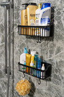 Nouvelle conception, vente en gros, adhésif puissant, multifonctionnel, étagère de rangement pour douche à deux niveaux, étagères murales, pas de cuisine
