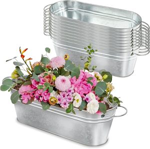 Maceta de Metal de diseño moderno, maceta ovalada galvanizada con mango de cuerda para decoración de hogar y jardín, maceta de flores - Product Image 3