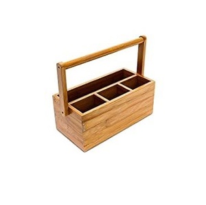 Caddy en bois fait à la main avec un design intemporel idéal pour servir les aliments, ranger les articles de toilette et organiser les espaces de travail proprement. - Product Image 6