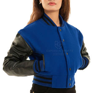 Chaqueta Corta Tipo Letterman para Mujer, Talla Grande, Transpirable, 100% Algodón, para Uso en Exteriores, Cuello Alto - Product Image 3