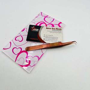 แหนบสีโรสโกลด์ด้าน 90 องศา พร้อมด้ามจับเสริมความกระชับ พิมพ์โลโก้ตามสั่ง แหนบต่อขนตา - Product Image 4