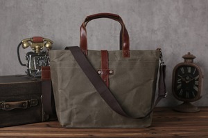 Sac fourre-tout en toile en cuir durable fait à la main toile cirée grand sac à bandoulière de voyage pour femmes LCT-0009 - Product Image 6