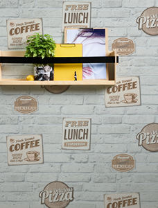 Made in Germany - Peel and <b>stick</b> Wallpaper Kitchen White Beige - Foil Non Woven - Self Adhesive Coffee Wallpaper - 8,40 x 0,53 m - Product Image 3