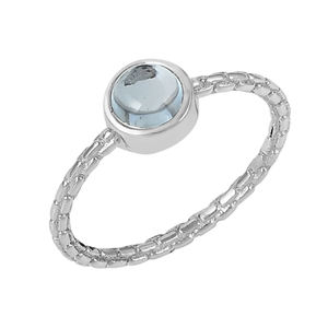 Anillo de piedras preciosas de Topacio Azul de Plata de Ley 925 de alta calidad, ajuste de bisel clásico para mujer, accesorios para fiesta de boda, joyería - Product Image 1