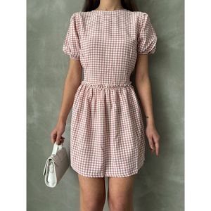 Robes décontractées Topshow - Rose poudré, col rond, vente en gros - Product Image 2