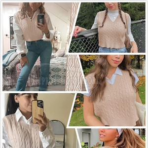 Latest Style Casual <b>Women</b> Cropped <b>Knitted</b> <b>Vest</b> Comfortable Best Price <b>Women</b> Cropped <b>Knitted</b> <b>Vest</b> - Product Image 3