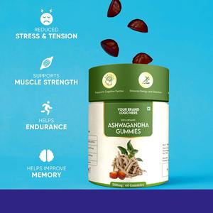 Paquete de 60 gomitas de extracto de hierbas de Ashwagandha con proteínas y vitaminas Paquete de botella de bienestar y nutrición diaria a base de plantas naturales - Product Image 2