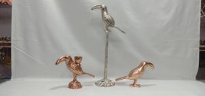 Sculpture de branche d'oiseau en aluminium argenté Bougeoir Accent décoratif en métal pour l'éclairage de table de bureau d'hôtel à domicile - Product Image 3