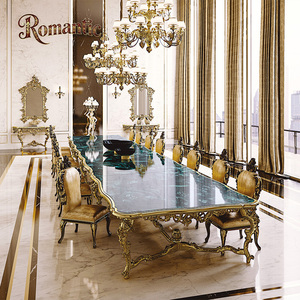 Ensemble de table et de chaises de salle à manger <span class=keywords><strong>en</strong></span> bois massif de style baroque français de la période Louis XV, 10 places, pour la maison et l'hôtel, montage facile KD - Product Image 2