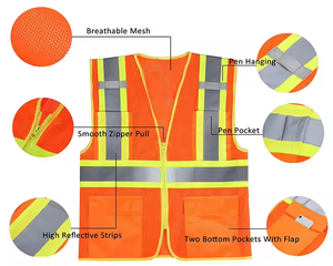 Chaleco DE TRABAJO reflectante, ropa de trabajo de seguridad de alta visibilidad, para hombres y mujeres, transpirable, ligero, duradero, chaleco reflectante de seguridad - Product Image 4