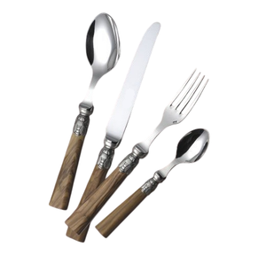 Ensemble de couverts en acier inoxydable de qualité supérieure avec manche en bois pour la maison et les fêtes, ensemble de couverts en acier inoxydable avec manches en bois naturel - Product Image 2