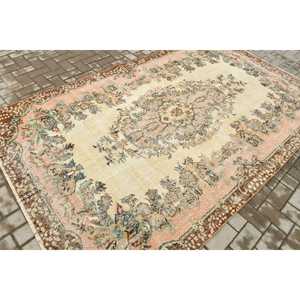 พรมวินเทจตุรกี ขนาด 5.5x8.8 ฟุต (168x269 ซม.) สีน้ำตาลขอบชมพู - Product Image 2