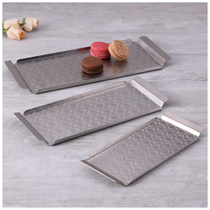 Plateau en acier inoxydable 100% avec forme rectangulaire et pour hôtels et ustensiles de cuisine Plateau de service pour Offre Spéciale - Product Image 2