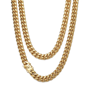 สร้อยคอฮิปฮอปสีทึบทนทานสำหรับผู้ชายทำจากสแตนเลสชุบแฟชั่นมีสไตล์สำหรับเครื่องแต่งกายแนวสตรีทแวร์แบบลำลอง - Product Image 5