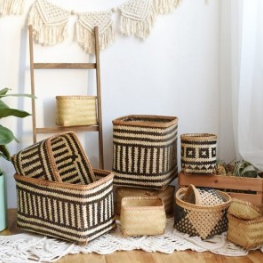 Cestas de bambú natural hechas a mano Viet Fargimex, elegantes artesanías de mimbre ecológicas para almacenamiento, recuerdo y decoración del hogar - Product Image 5