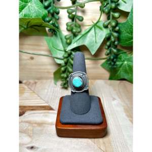 Bague pour homme Tillie John en argent sterling doré avec turquoise, sertissage géométrique, vermeil, taille 7.25, pour usage quotidien, cadeau - Product Image 1