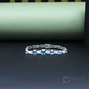 Pulsera de diamantes Esmeralda y Marqués en plata de ley 925 Diseño de una sola línea Regalo perfecto para cada lugar - Product Image 5