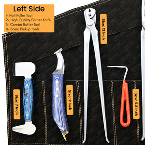 Precio al por mayor, kit de herramientas para herradores, mordazas, pinzas para pezuñas de 15 ", cuchillo de corte, extractor de uñas y clencher, juego de escofina y amortiguador para dar forma a las pezuñas - Product Image 3
