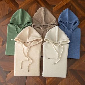 Hiver 100% sweat à capuche en pur cachemire pull homme double couche épaisse laine lourde pull cachemire pull casual hot sweater - Product Image 6