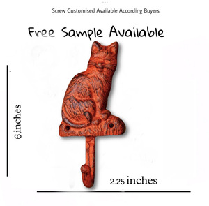 เสื้อโค้ทและหมวกติดผนังรูปสัตว์แมวคอลอร์แนววินเทจสีแดง - Product Image 3