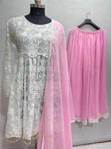 NEW DESIGNER HEAVY FUAX GEORGETTE <b>TOP</b> with WORK PALAZZO SUIT for PARTY WEAR <b>INDIAN</b> TRADITIONAL - Product Image 4