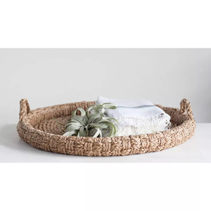 Plateau rond en jonc de mer tressé avec poignées - Organisateur de vanité naturel |   Nettoyage ponctuel uniquement |   Tienphong Vente en Gros 2025 - Product Image 5