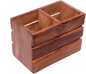 Porte-ustensiles de cuisine en bois Porte-couverts en bois Boîte de rangement Support polyvalent - Product Image 3