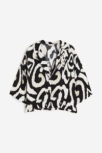 Sublimation design crop <b>top</b> Heavyweight Sand-Washed Silk Draped and <b>Silky</b>, Long-Sleeved Satin Shirt With Large Collar shirt - Product Image 2
