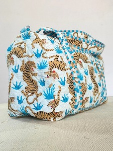 กระเป๋าดัฟเฟิลผ้าฝ้ายพิมพ์ลายเสือ, กระเป๋าลำลองหรูหราความจุขนาดใหญ่ทนทานต่อการเดินทางแบบสัปดาห์ผ้าสองชั้นพร้อมซิป - Product Image 4