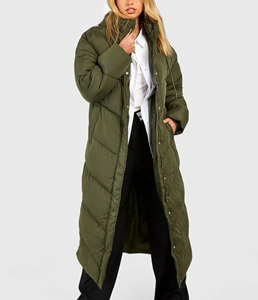 Custom Made Winter Wear Fluffy Long Length <b>Cotton</b> <b>Padded</b> Hooded Puffer Jacket Custom Printed Logo Windproof Winter Jacket - Product Image 3