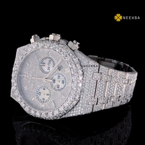 Montre de chronographe de Moissanite-passage de testeur de diamant, montre de Moissanite fait main de 100%-vente en gros et au détail du fournisseur indien - Product Image 4