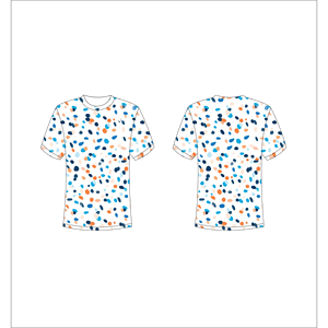 T-shirt à manches courtes pour homme, col rond, motif à pois bleu et orange, jersey décontracté en polyester, Trackstar OEM Private Label TSI-G05-P0694 - Product Image 1