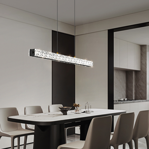 Hiện đại tối giản LED Mặt dây chuyền Đèn Chùm Pha Lê tuyến tính bàn ăn với các yếu tố pha lê cắt và khung nhôm - Product Image 5