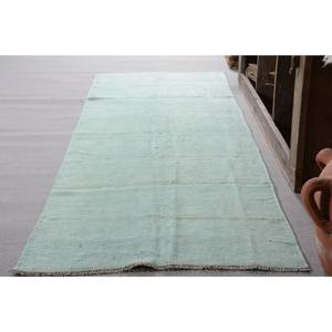 พรมตุรกีโบราณแบบทันสมัยดีไซน์8.9ft x 2.9สีน้ำเงินเย็บปะติดปะต่อกันผ้าขนสัตว์ลาเท็กซ์ถักแบบแบนสำหรับตกแต่งห้องนั่งเล่น - Product Image 3