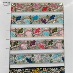 Dentelle de filet brodée florale colorée pour les chaussures de style d'affaires sacs vêtements cadeaux - Product Image 1