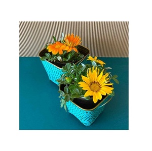 Jardinières carrées en métal avec poignées latérales, design moderne et durable, capacité de 1L, finition thermolaquée, collection Iqbal pour fleurs/plantes vertes - Product Image 5
