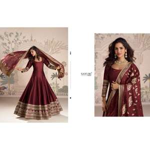 Baju Anarkali Berkualitas Tinggi dengan Desain Unik Lengan Panjang Pakaian Tradisional Etnik Wanita untuk Pesta Cepat Kering Gaya India - Product Image 2