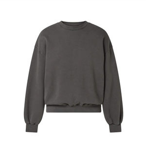 Sudadera de cuello redondo de gran tamaño gris oscuro para hombre, ropa de calle, jersey de lana, hombro caído, logotipo personalizado liso, Top de invierno informal - Product Image 1