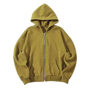 Top qualité goutte épaule fermeture éclair à capuche hommes Boxy surdimensionné sweat à capuche zippé Streetwear blanc uni personnalisé hommes sweats à capuche zippés - Product Image 1