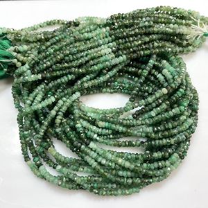 Wholesale Emerald Faceted Rondelle Shape Beads Natural Precious Gemstone Stone Beads for <b>Crafting</b> - Product Image 2