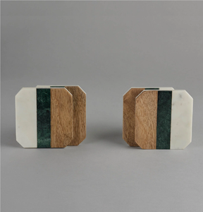 Posavasos de Madera y Mármol, Artesanía de Piedra Negra, Forma Cuadrada, Hecho a Mano, Ecológico, Diseño Personalizable, para Hogar, Hotel, Restaurante, Boda - Product Image 4