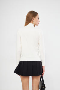 Chandail en tricot boutonné à col roulé à manches longues pour femmesSports, CasualOfficeStylishWear Opportunity en gros - Product Image 4