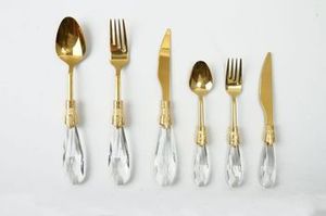 Couverts en acier inoxydable avec poignées en résine jaune Couverts à miroir Set de cuillères pour restaurant hôtel - Product Image 3