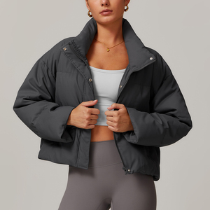 Chaqueta acolchada para mujer con logotipo personalizado, ropa de abrigo cálida para invierno a prueba de viento, chaqueta de plumón aislada para Yoga y Fitness, ropa ligera para exteriores - Product Image 3
