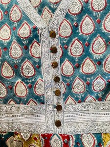 Vestido Boho Purnima de Algodón, Estampado a Mano con Bloques, Azul, Rojo, Marrón, Blanco, Informal, para Vacaciones, Ropa Ética - Product Image 2