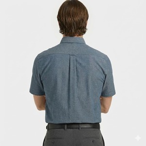 ชุดเดรสไม้ไผ่สีทึบของผู้ชายเสื้อเชิ้ตทรงทางการแขนสั้นแบบปกติเข้ารูปเป็นมิตรกับสิ่งแวดล้อม - Product Image 2