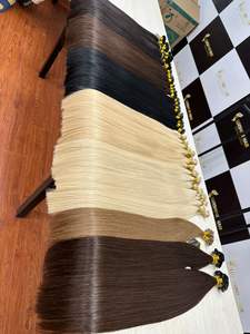 Cabello humano vietnamita de color ondulado profundo Itip Super doble cabello de lujo un donante - Product Image 6